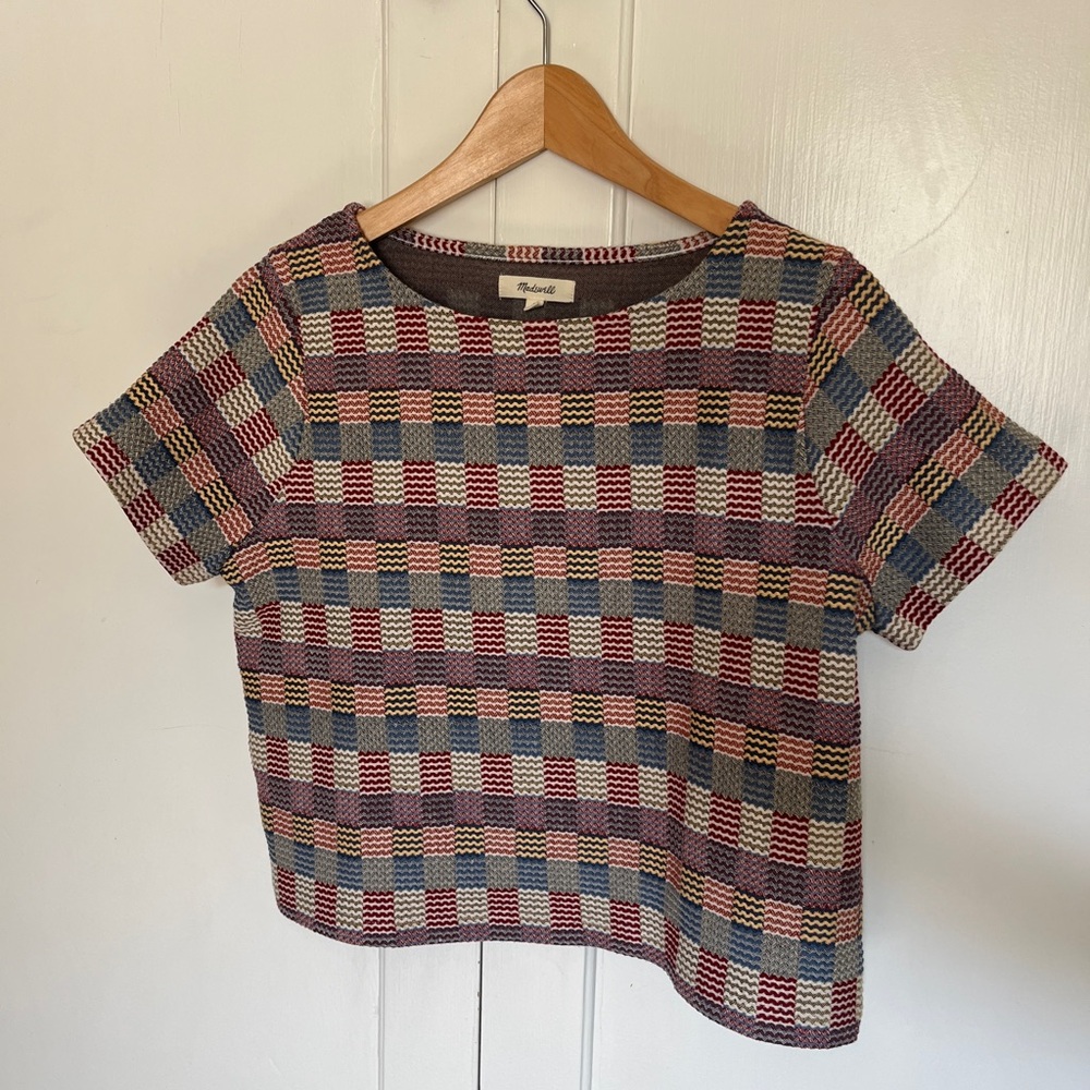 Patterned short sleeve Madewell crop top